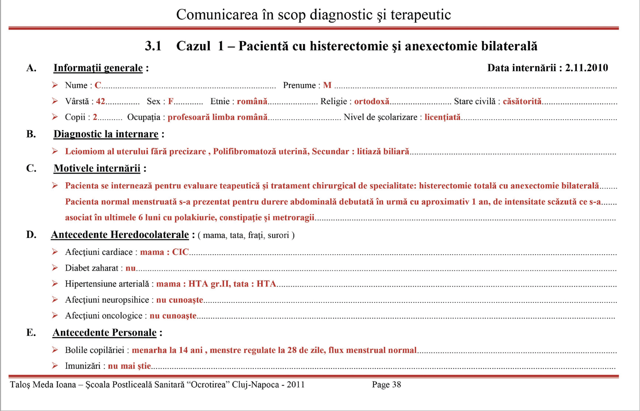 Plan de ingrijiri - Histerectomie totala - Plan de nursing - Plan de ingrijiri 👉 Pacienta cu histerectomie totala - C1.1