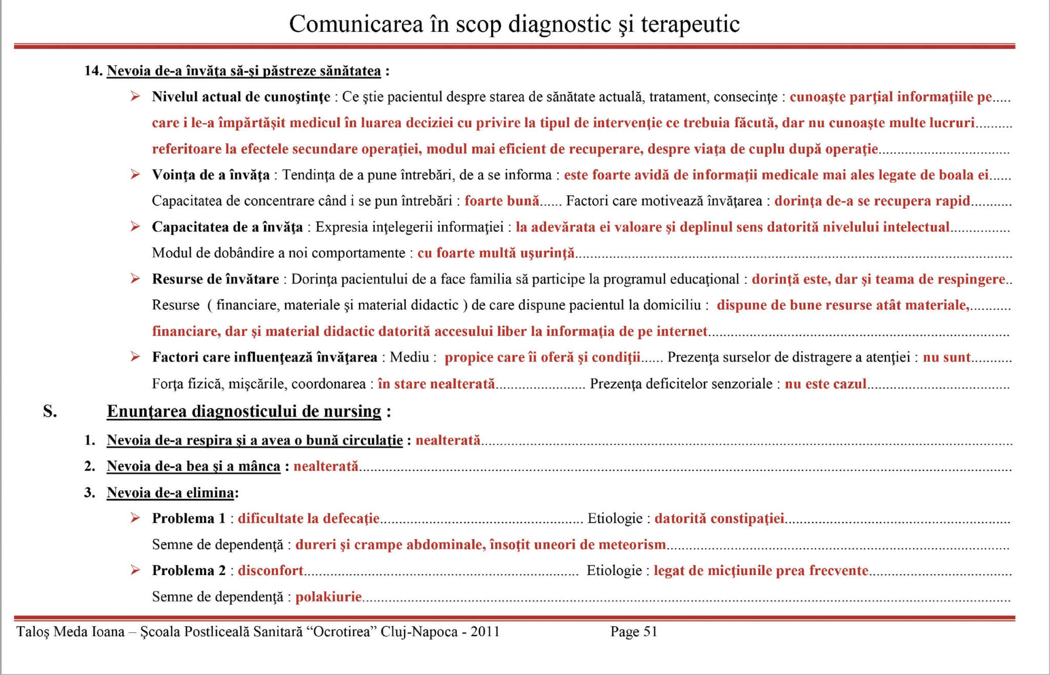 Plan de ingrijiri - Histerectomie totala - Plan de nursing - Plan de ingrijiri 👉 Pacienta cu histerectomie totala - C1.14
