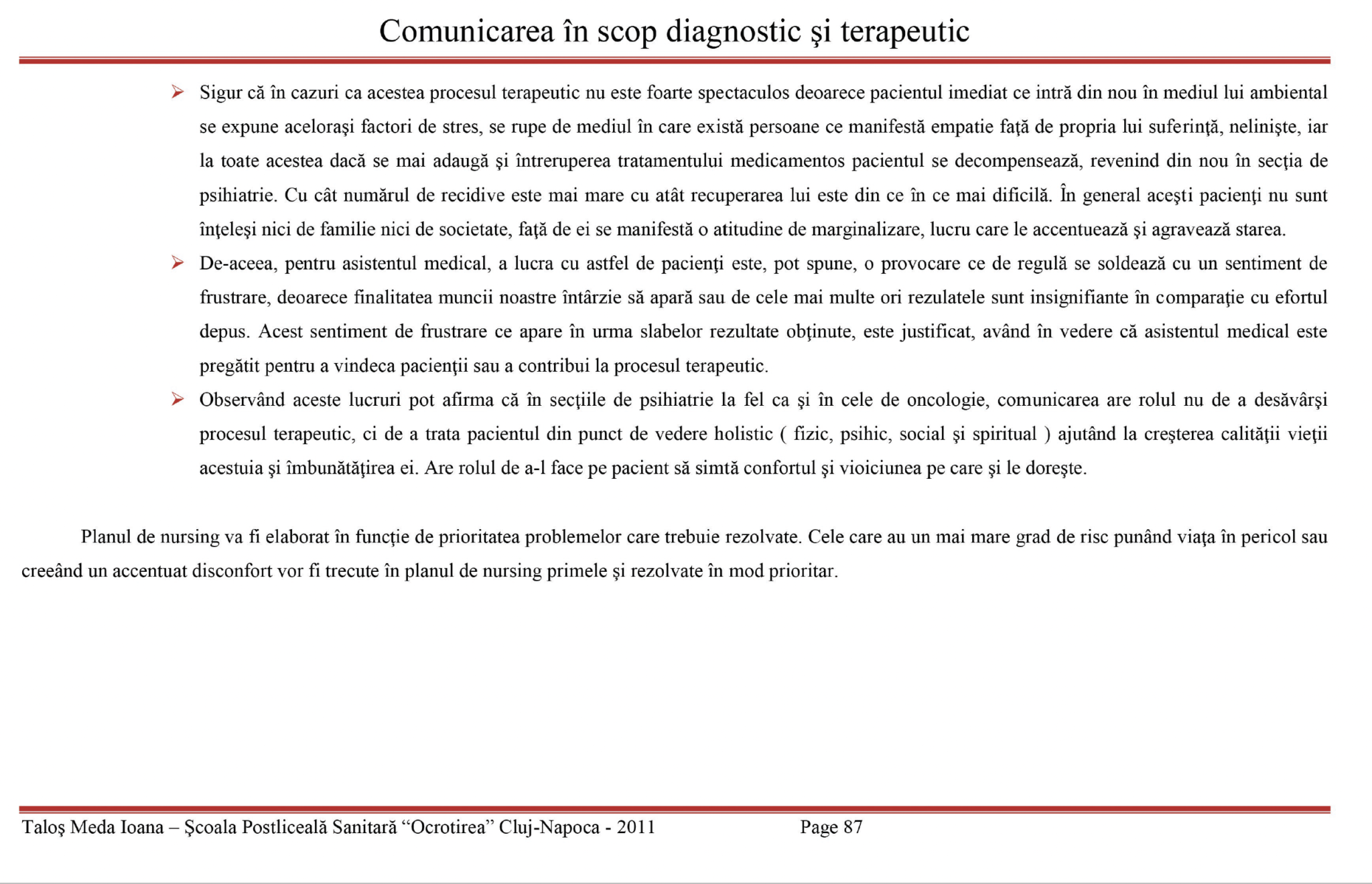 Plan de ingrijiri 👉 Pacient cu tentative suicidale - Plan nursing