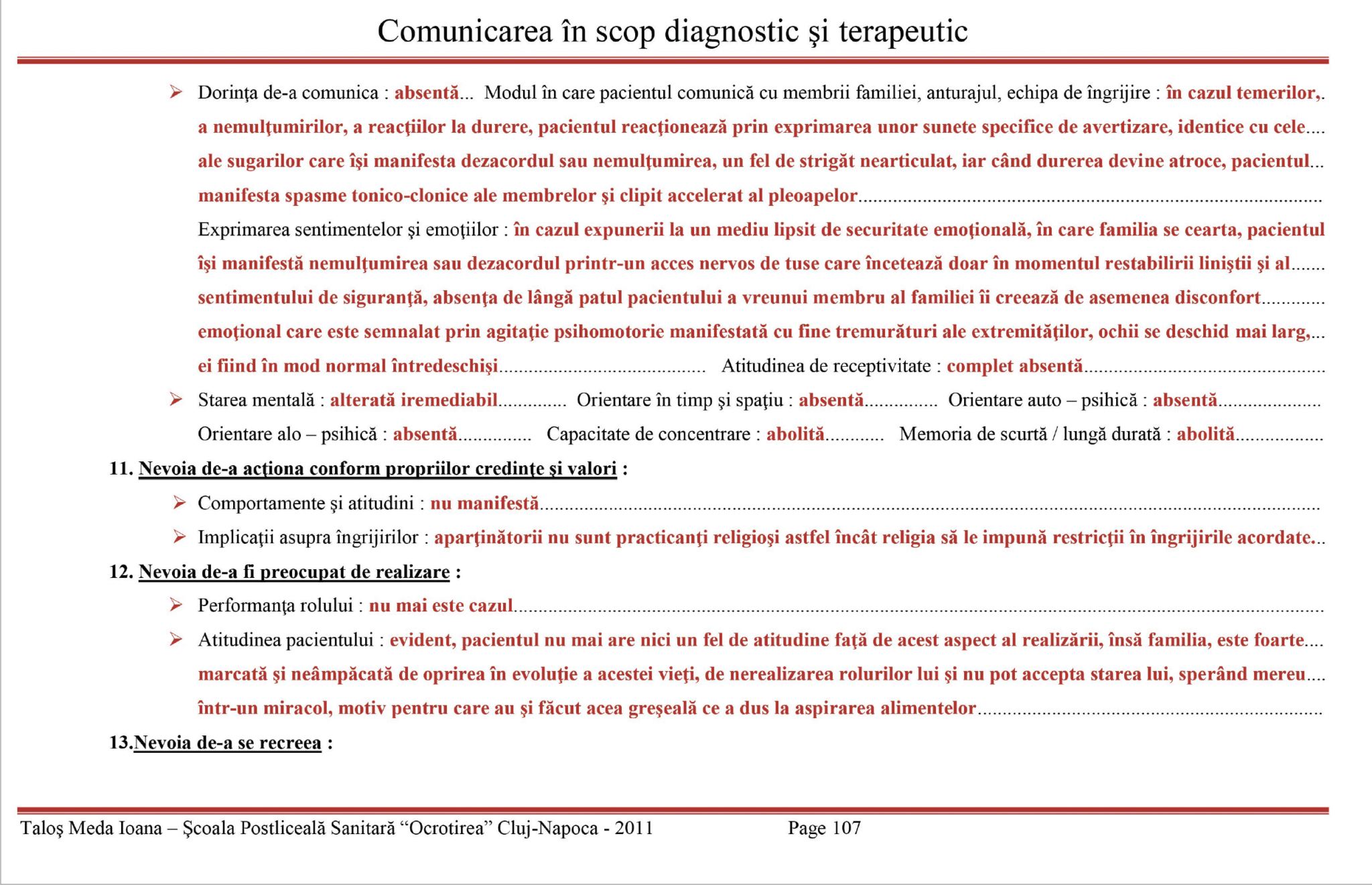 Plan de ingrijiri 👉 Pacient in stare neurovegetativa - Plan de nursing