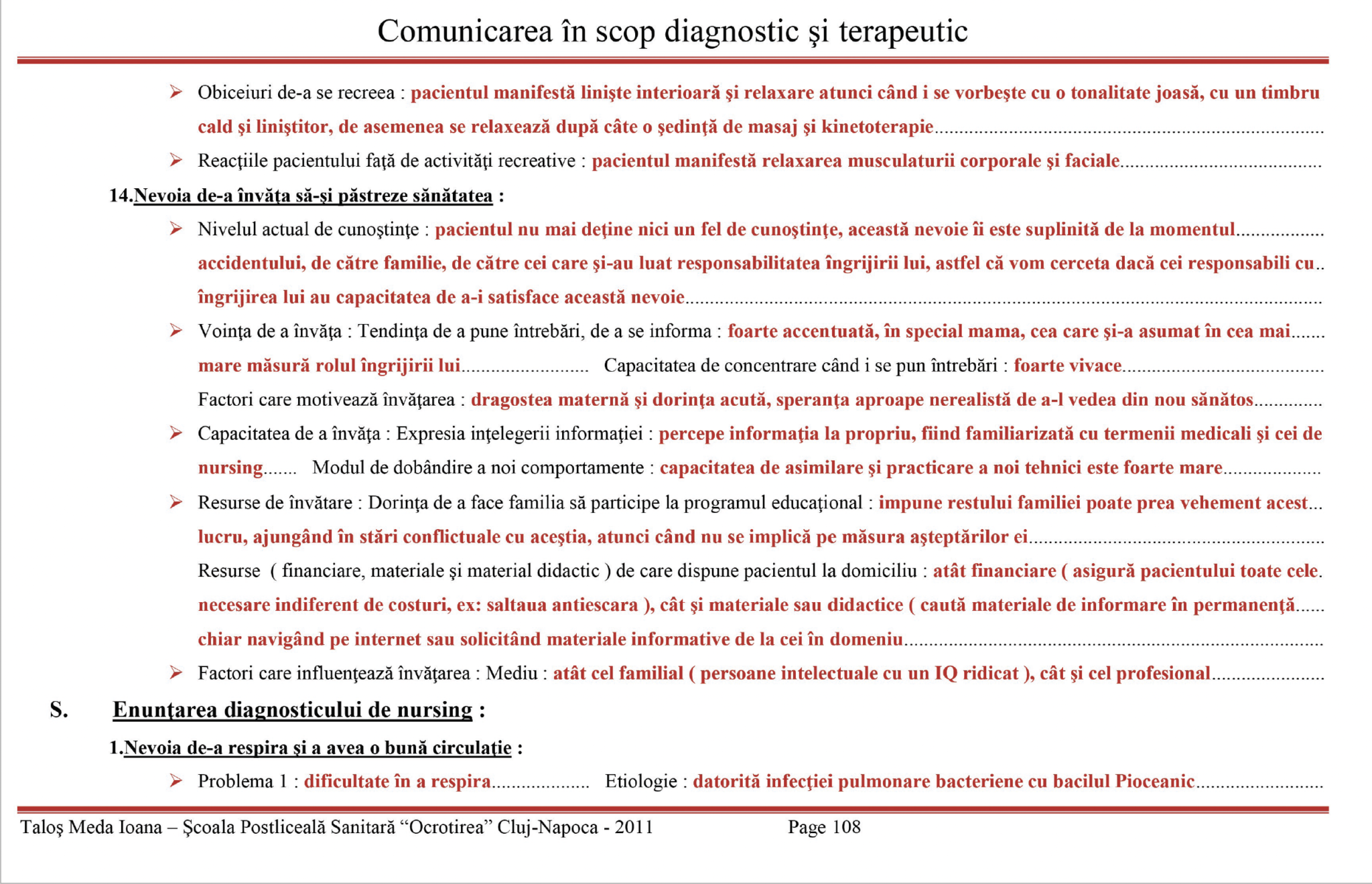Plan de ingrijiri 👉 Pacient in stare neurovegetativa - Plan de nursing