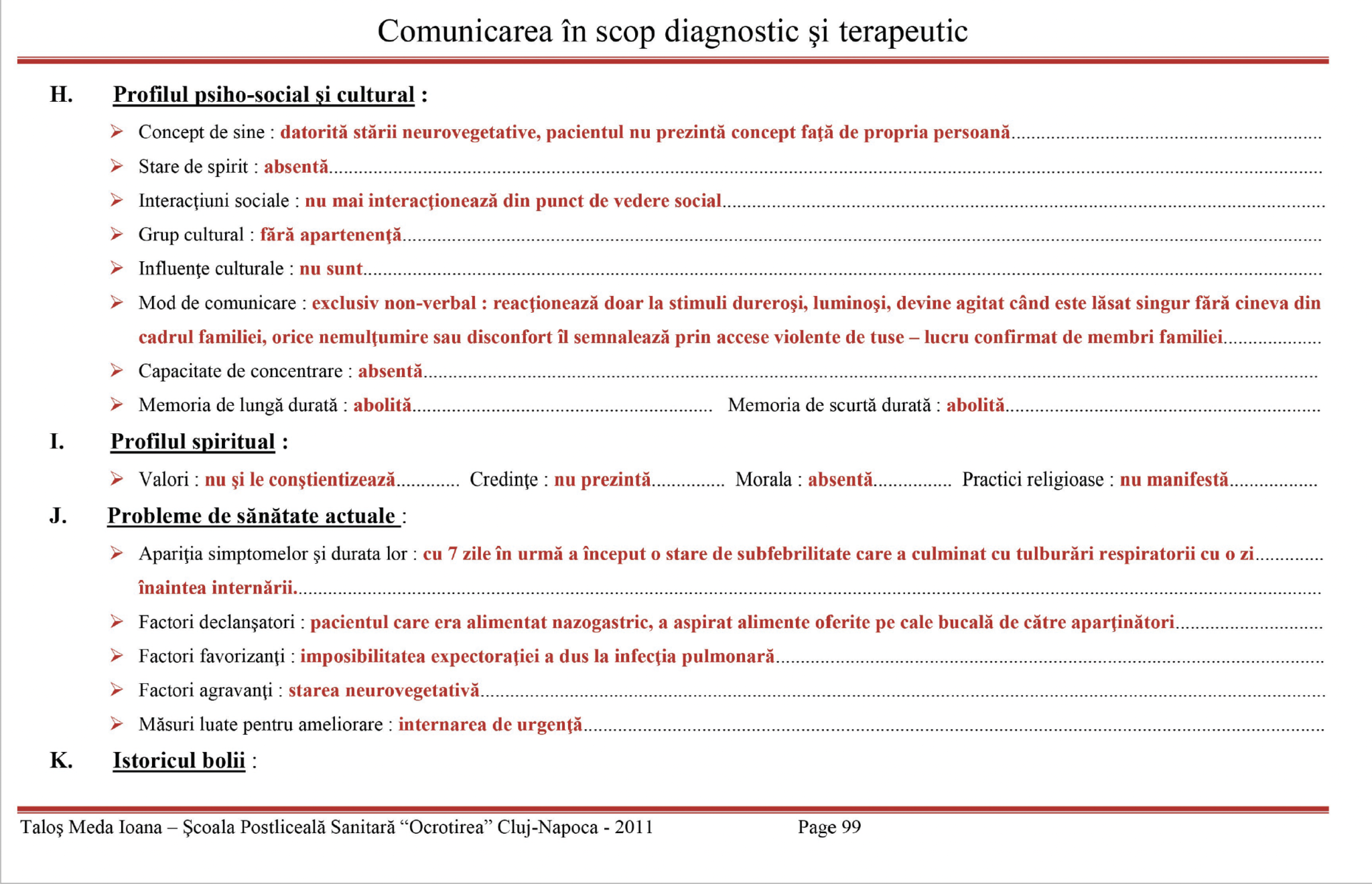 Plan de ingrijiri 👉 Pacient in stare neurovegetativa - Plan de nursing