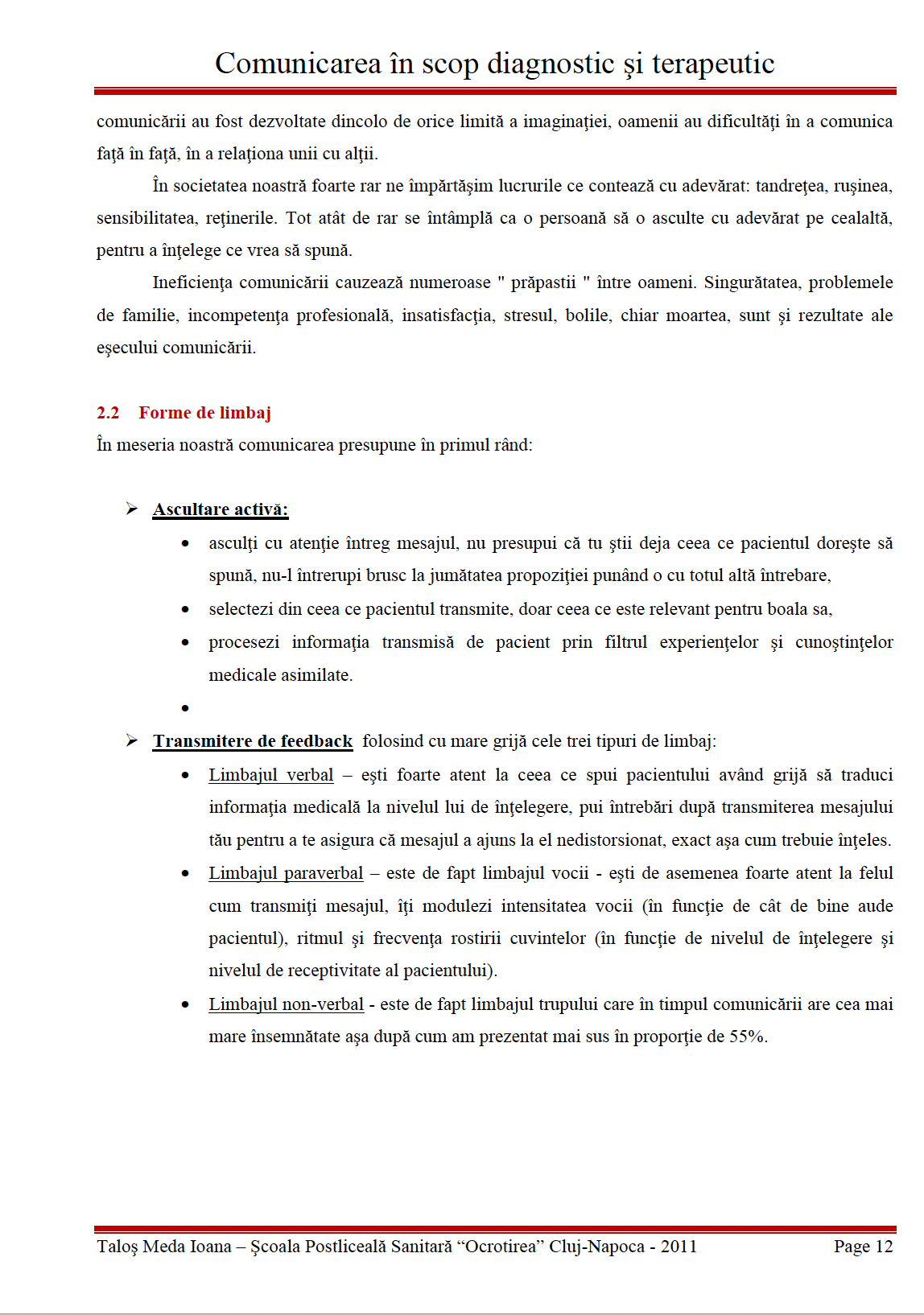 Lucrare de licenta 👉 Comunicarea in scop diagnostic si terapeutic