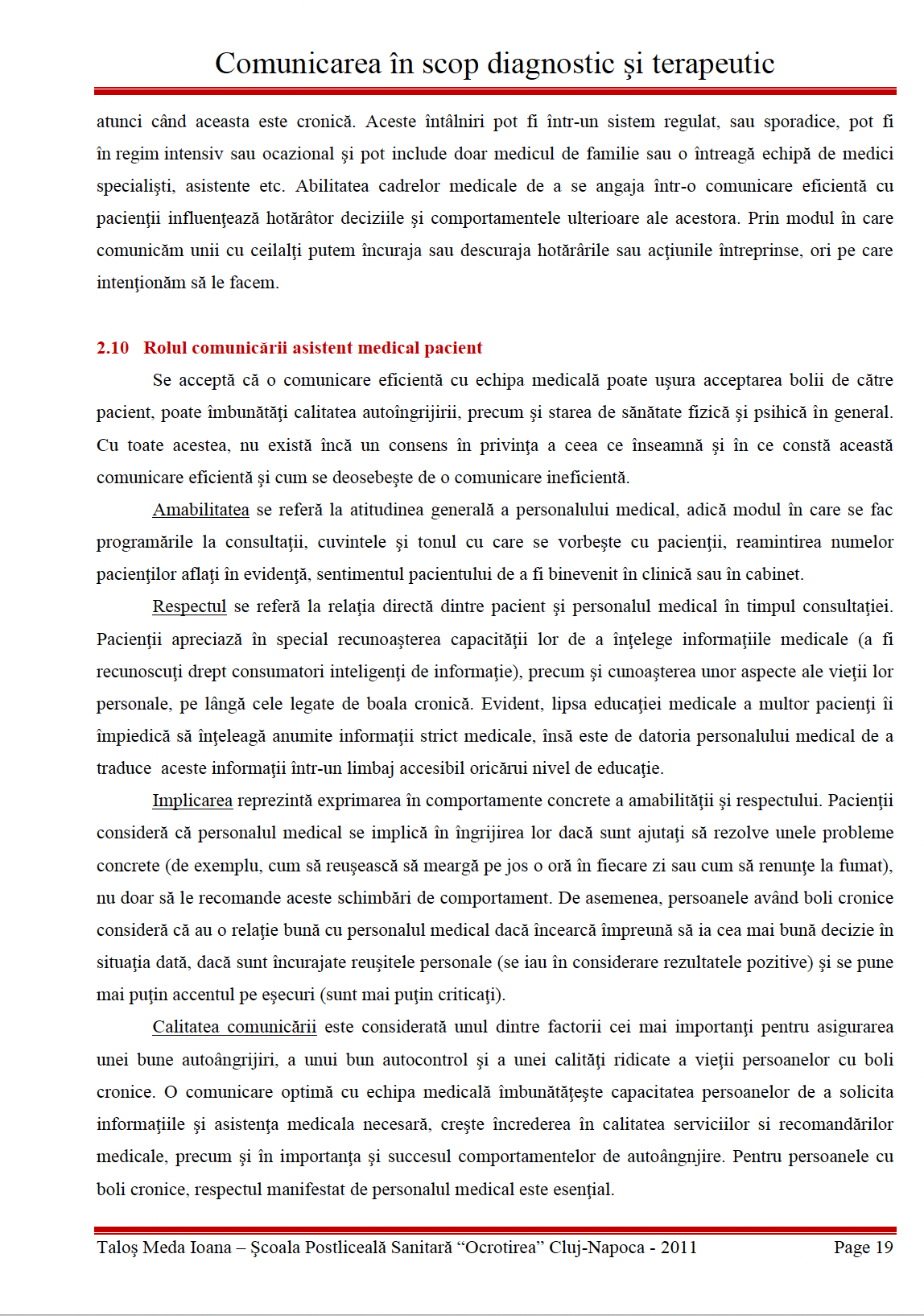 Lucrare de licenta 👉 Comunicarea in scop diagnostic si terapeutic
