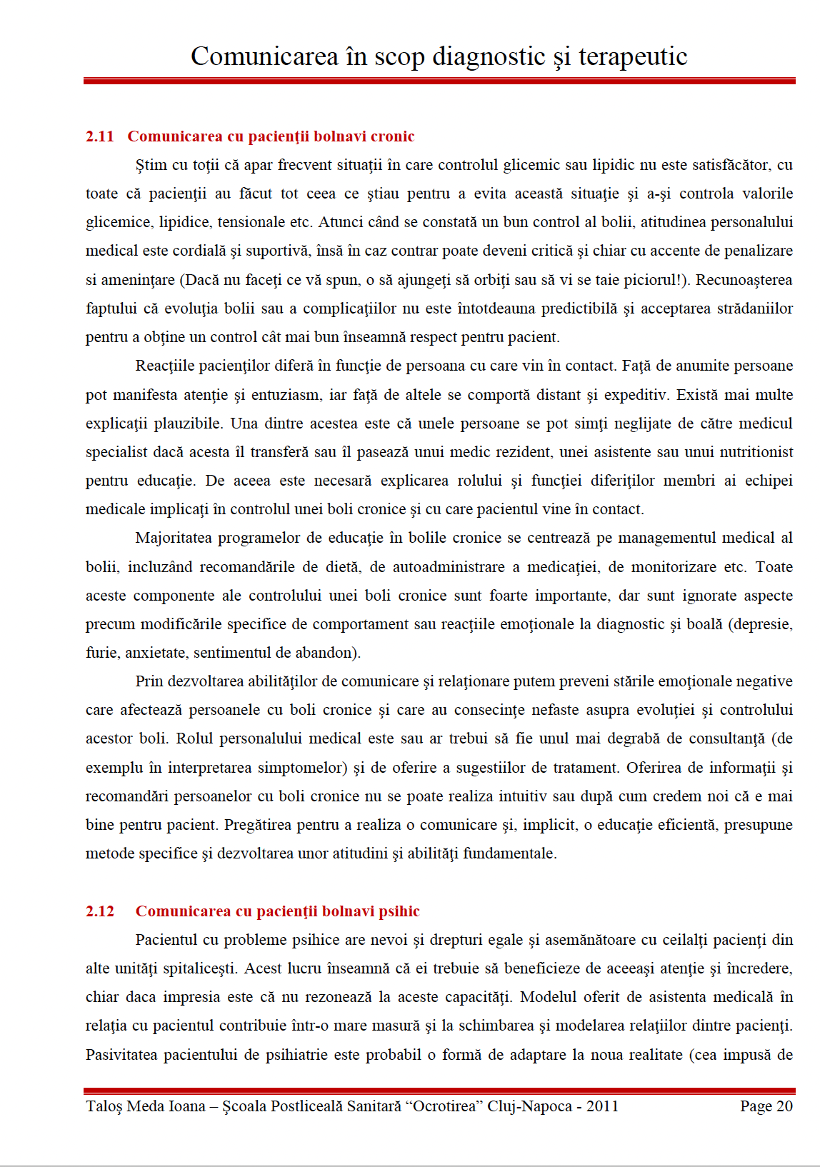 Lucrare de licenta 👉 Comunicarea in scop diagnostic si terapeutic