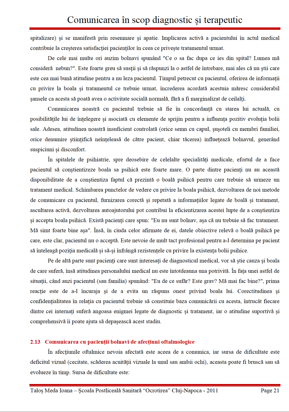Lucrare de licenta 👉 Comunicarea in scop diagnostic si terapeutic