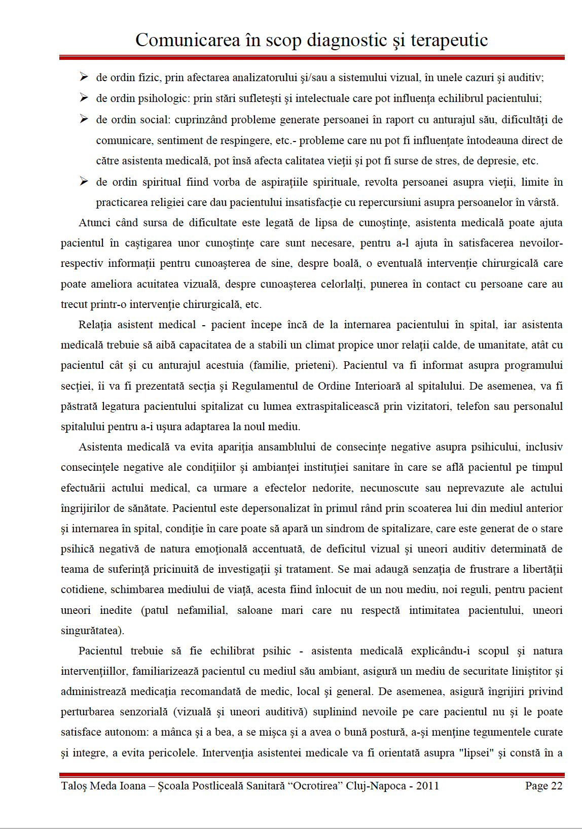 Lucrare de licenta 👉 Comunicarea in scop diagnostic si terapeutic