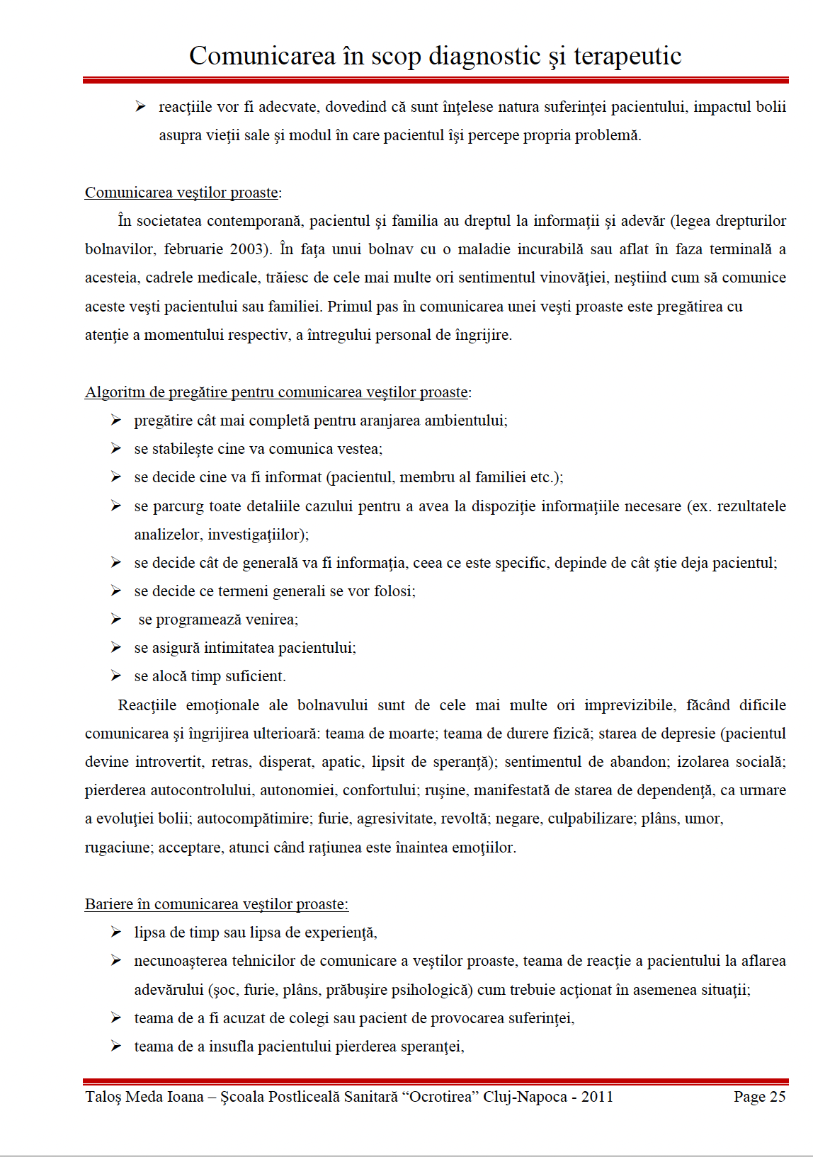 Lucrare de licenta 👉 Comunicarea in scop diagnostic si terapeutic