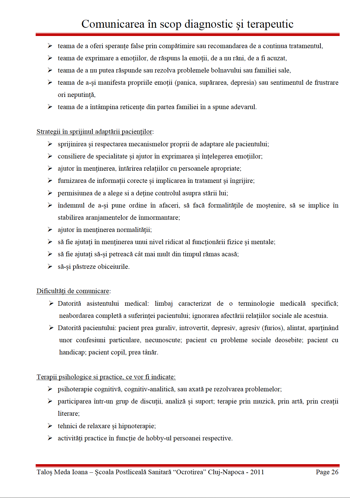Lucrare de licenta 👉 Comunicarea in scop diagnostic si terapeutic