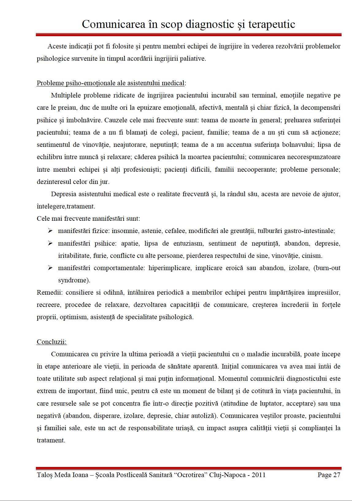 Lucrare de licenta 👉 Comunicarea in scop diagnostic si terapeutic