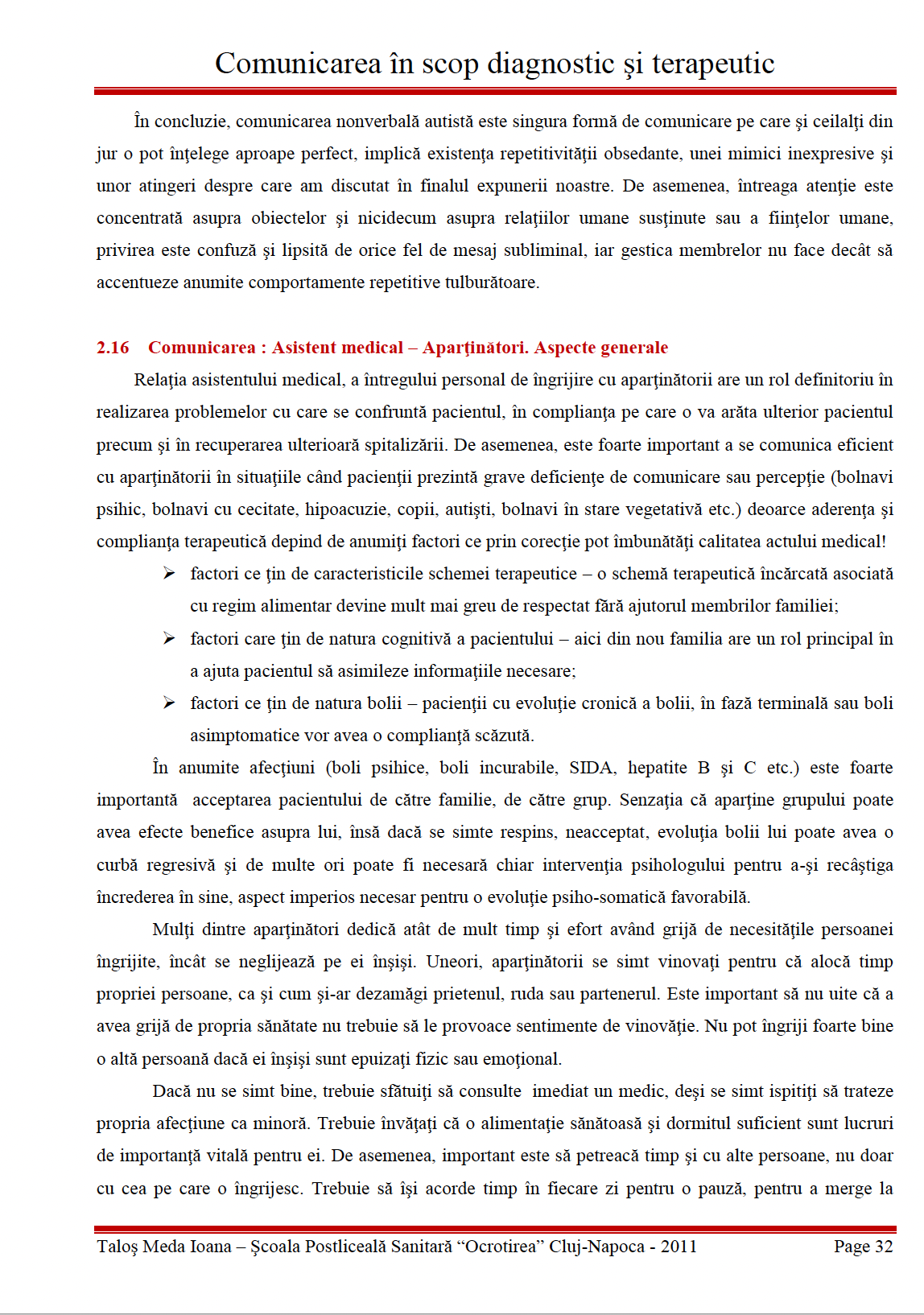 Lucrare de licenta 👉 Comunicarea in scop diagnostic si terapeutic