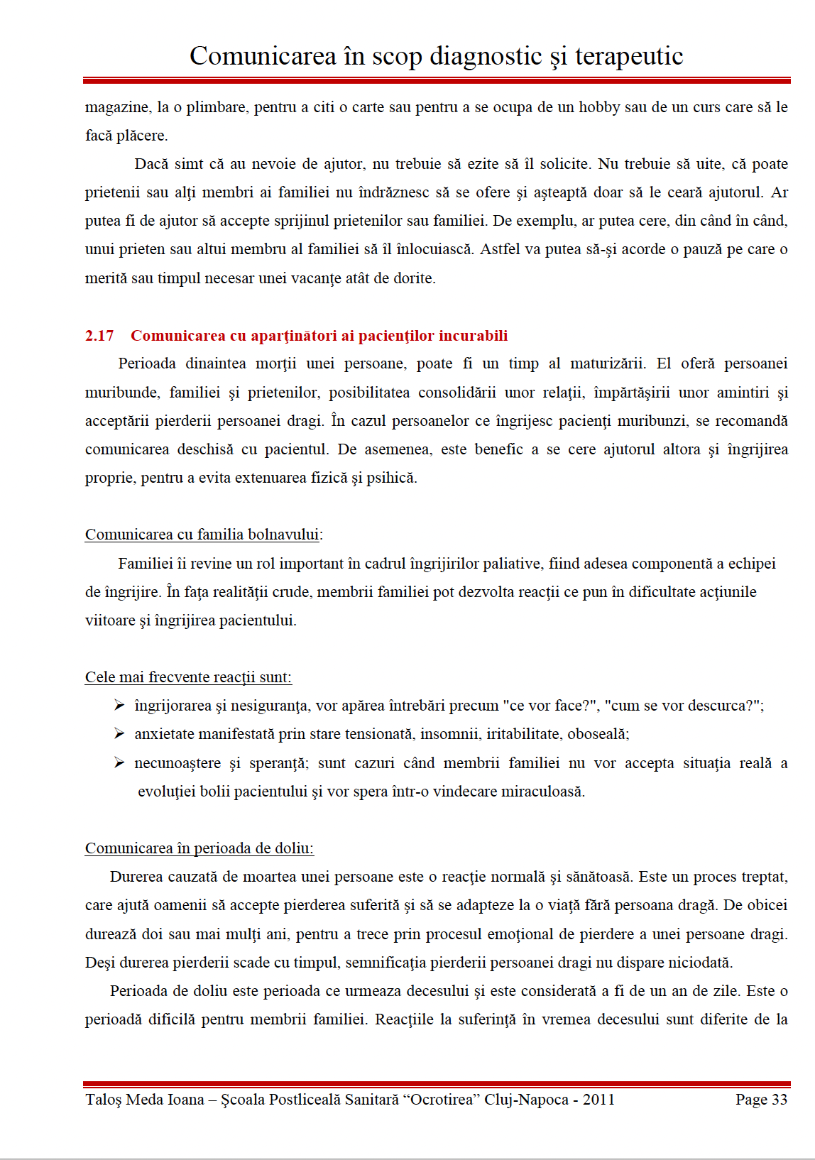 Lucrare de licenta 👉 Comunicarea in scop diagnostic si terapeutic
