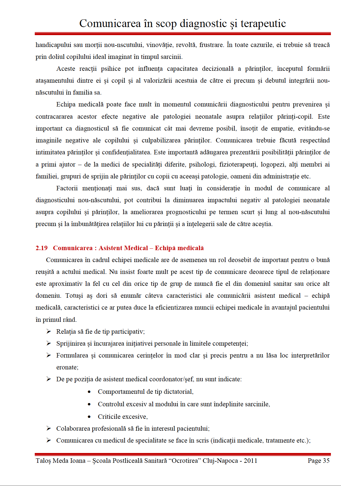 Lucrare de licenta 👉 Comunicarea in scop diagnostic si terapeutic