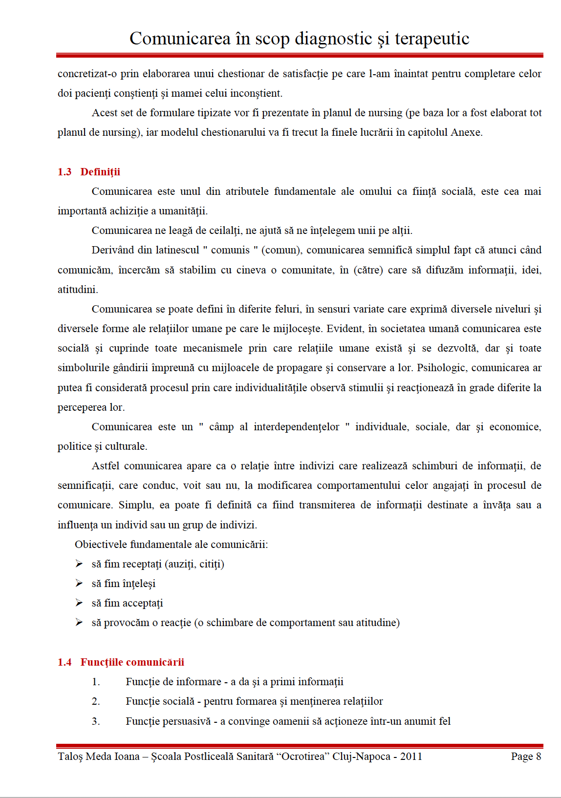 Lucrare de licenta 👉 Comunicarea in scop diagnostic si terapeutic