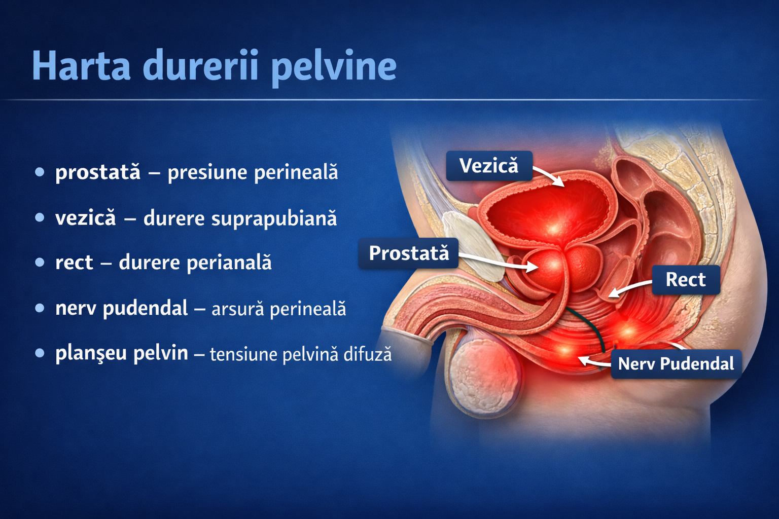 harta durerii pelvine la barbati cu iradiere specifica prostatei
