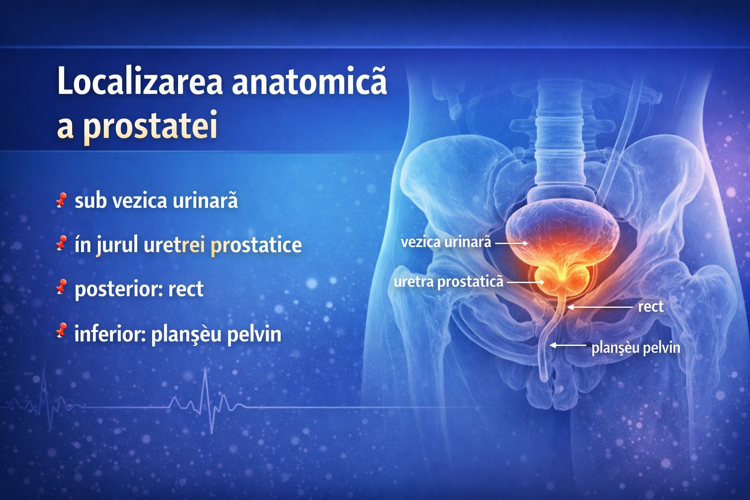 localizarea anatomica a prostatei sub vezica urinara in pelvisul masculin