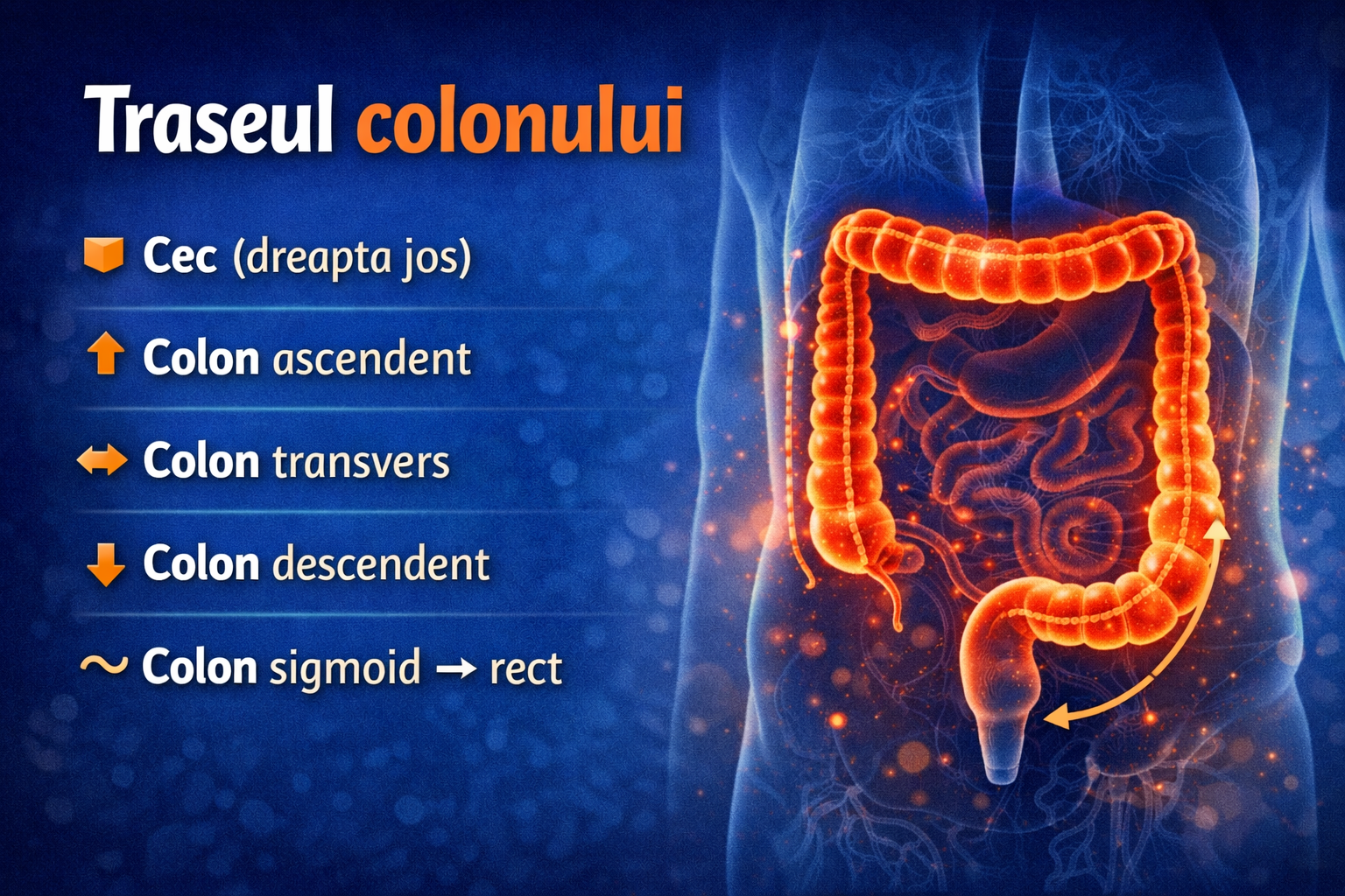 anatomie colon segmente localizare abdomen
