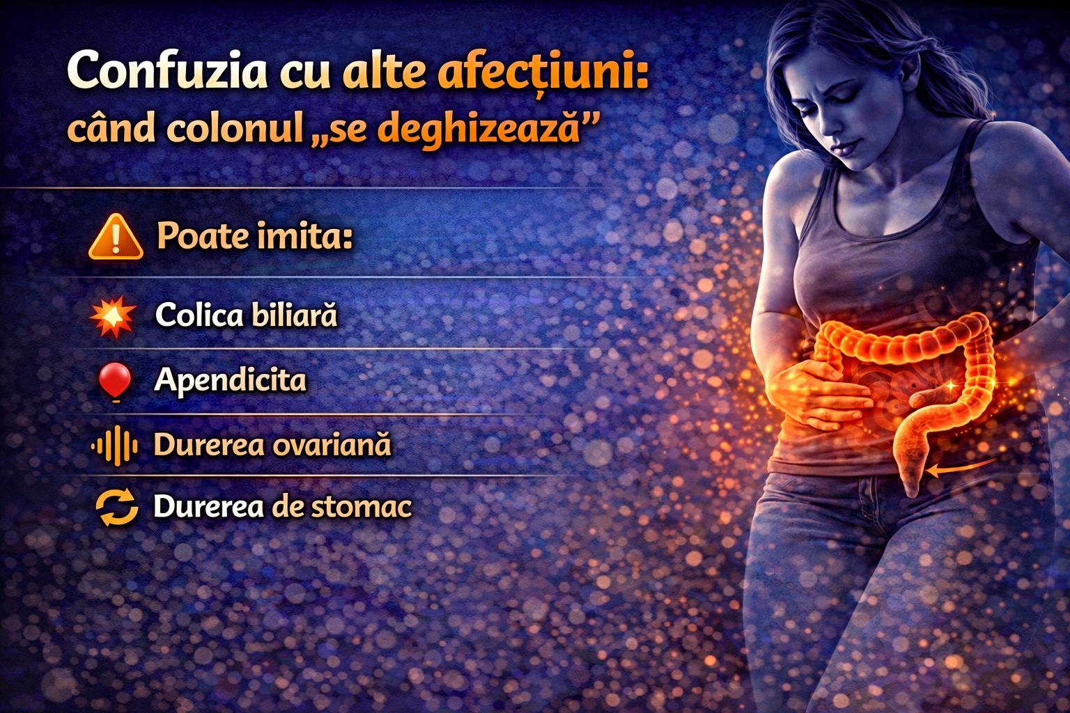 comparatie localizare dureri abdomen